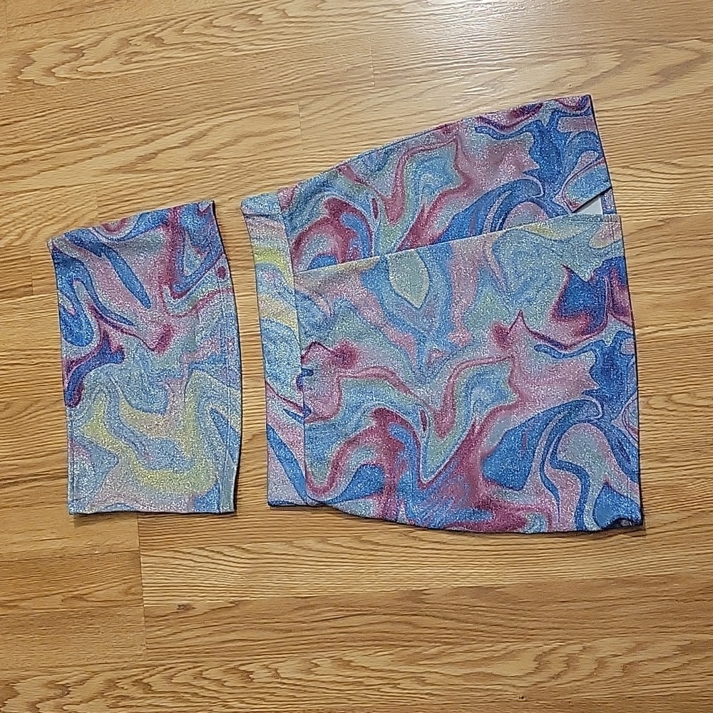 Glitter tie dye mini skirt and tube top set